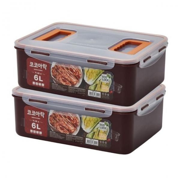 (생담) 코코아락 진공 다용도 김치통 1+1 김장 보관 밀폐용기 6L