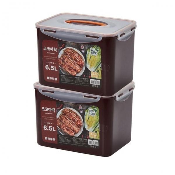 (생담) 코코아락 진공 다용도 김치통 1+1 김장 보관 밀폐용기 6.5L