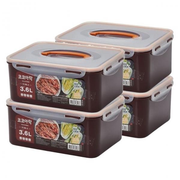 (생담) 코코아락 진공 다용도 김치통 2+2 김장 보관 밀폐용기 3.6L