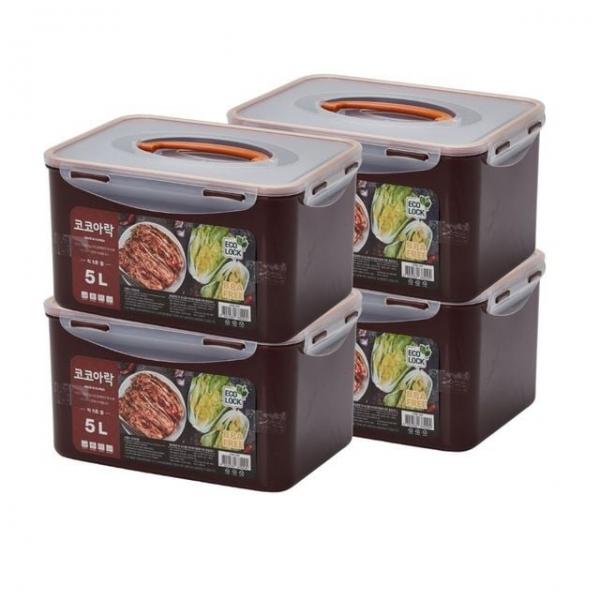 (생담) 코코아락 진공 다용도 김치통 2+2 김장 보관 밀폐용기 5L