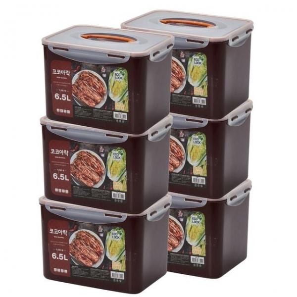 (생담) 코코아락 진공 다용도 김치통 3+3 김장 보관 밀폐용기 6.5L