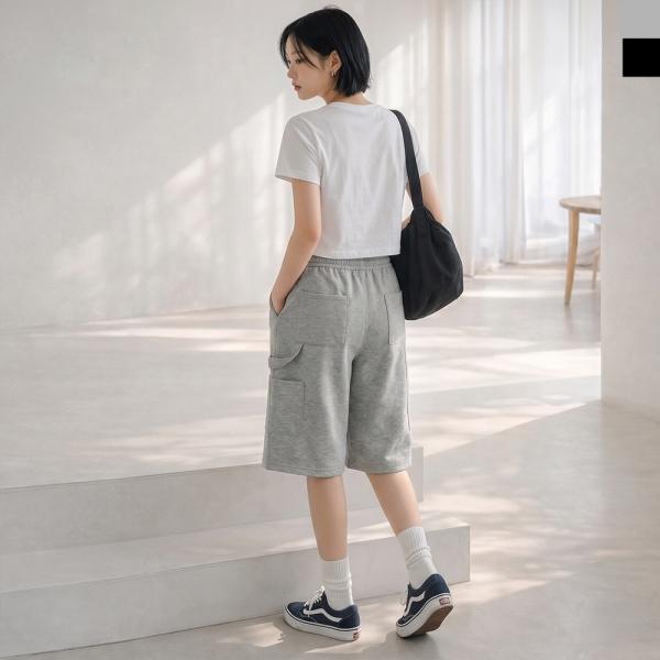 AGG 1003W 여자 카펜더 포켓 와이드 버뮤다 밴딩 반바지