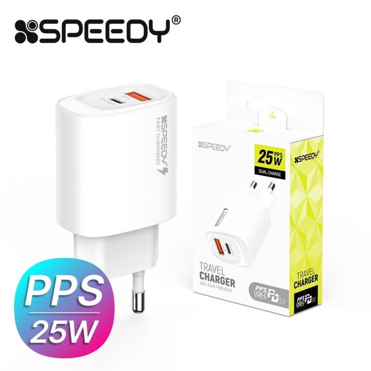 [충전기] 스피디 가정용 25W(PD3.0+QC3.0) 2포트 PPS 초고속 분리형 충전기(케이블 미포함)
