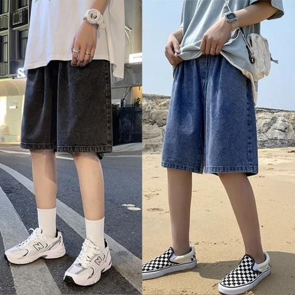 데님 밴딩팬츠 5부바지 데님반바지 와이드청반바지 무릎반바지 버뮤다반바지
