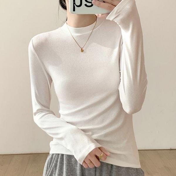 여성 도톰한 골지 무지 긴팔티 1P 기본 베이직 이너 티셔츠 겨울 간절기