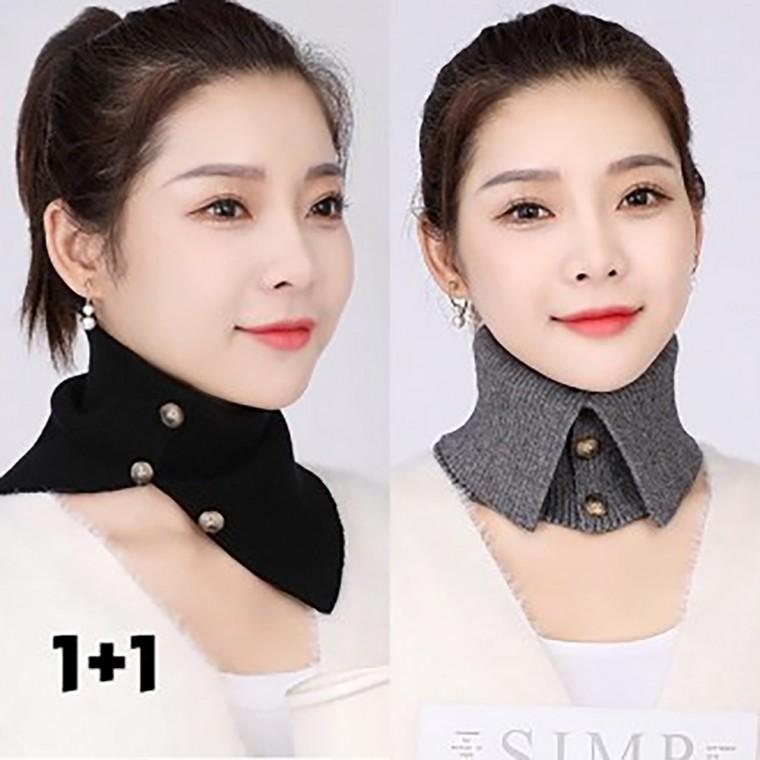 1+1 페이크 단추넥워머 2way 버튼업 겨울 방한 공갈 목폴라 목토시 머플러