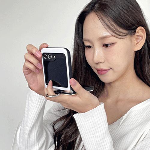 시미 트라이코지 투톤 라벨 컬러팝 갤럭시Z플립시리즈 고리형 카드도어범퍼케이스
