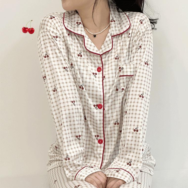 체리에이드 잠옷 잠옷세트 홈웨어 파자마 가을잠옷 겨울잠옷 잠옷바지 소품샵 플리마켓 문구점