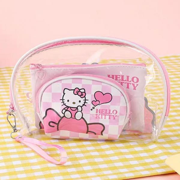 보우  투명 3피스 파우치