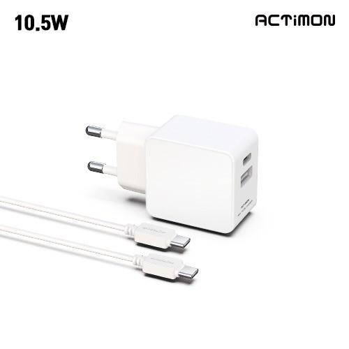엑티몬 가정용 10.5W 충전기 (C+USB포트)(C to C)