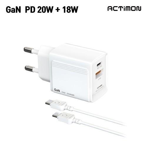 엑티몬 가정용 PD 20W+18W 충전기 (C+USB포트)(C to C)