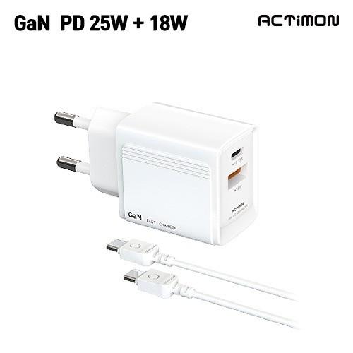 엑티몬 가정용 PD 25W+18W 충전기 (C+USB포트)(C to C)