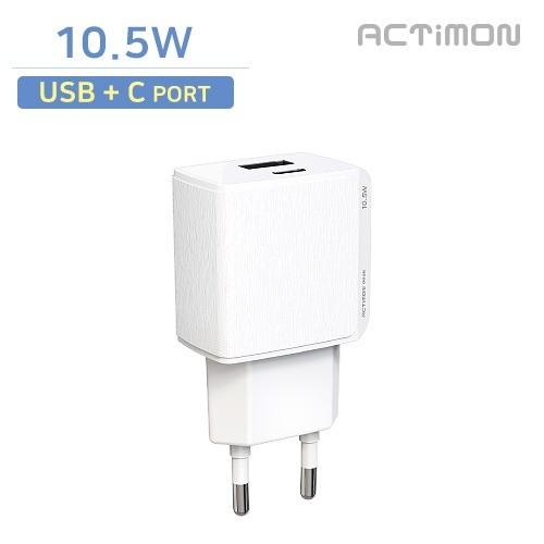 엑티몬 가정용 10.5W 2포트 충전기( USB+C )(케이블미포함)