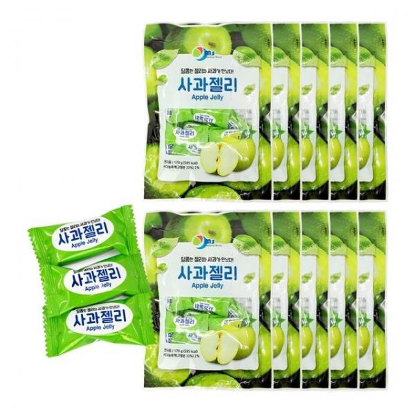 미성식품 사과 젤리(170g)10개 향긋한  젤리 간식
