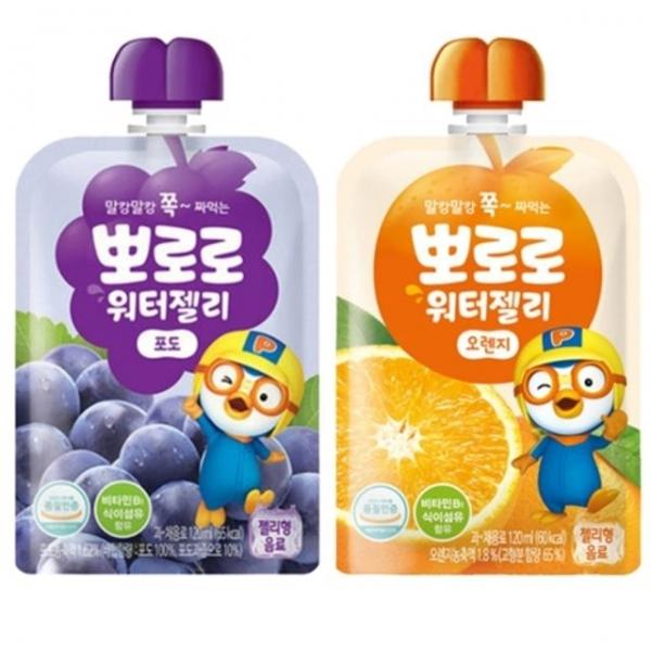 뽀로로 워터젤리 120ml 포도 오렌지 각 10개 총 20입