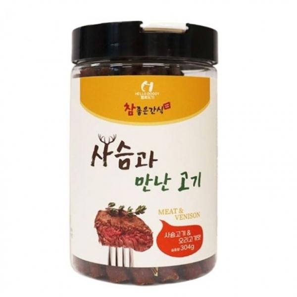 헬로도기 강아지 간식 애견간식 스틱 사슴 오리 304g