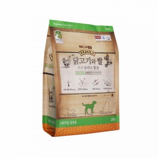반려견 닭고기 쌀 2kg 1세 이상용 애견간식 애견사료