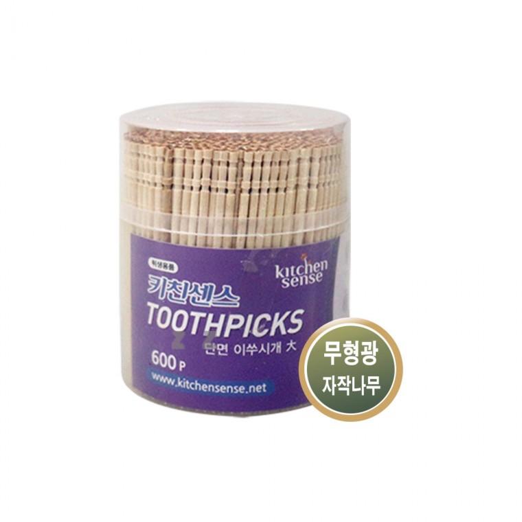 키친센스 단면 이쑤시개(대) 600p-H/투명케이스/요지/이빨/치아건강/가정용/업소용
