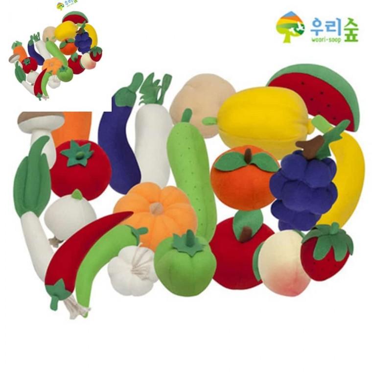 브레인숲 말랑말랑 과일 채소 21종 도형맞추기퍼즐장난감 3세숫자공부 베이커리장난감 소꿉놀이세트