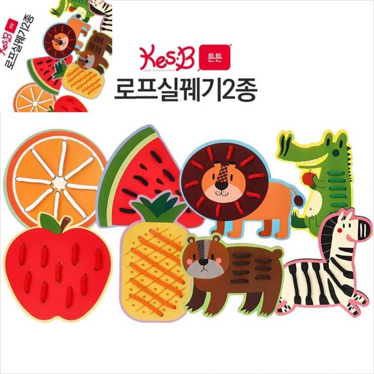 조작쌓기놀이 로프실꿰기2종 2107set 아동교구 원목장난감 유아장난감 유아놀이교구