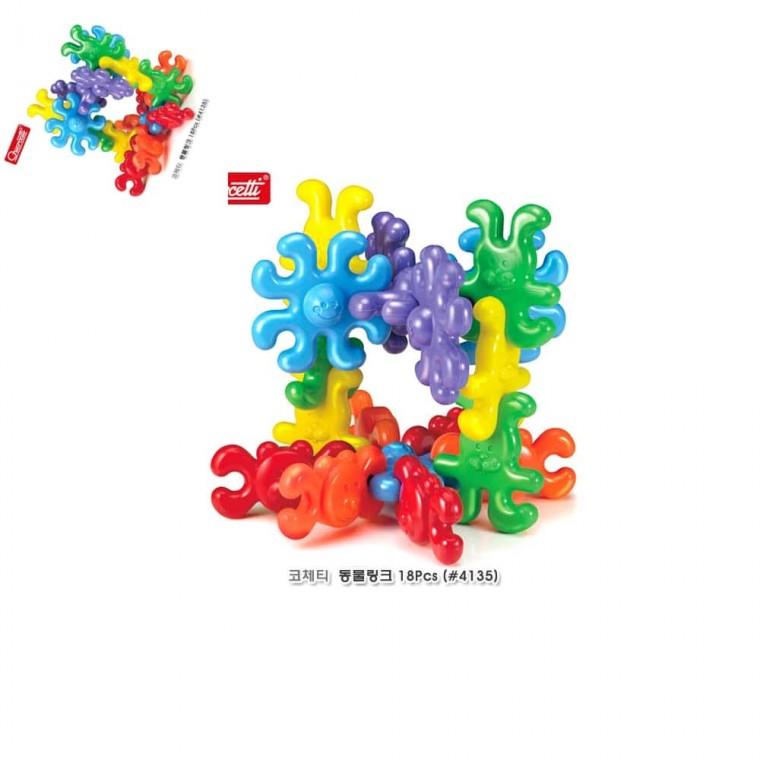 코체티 동물링크 18피스 4135 끼우는블럭 유치원생장난감 조립장난감 도형끼우기