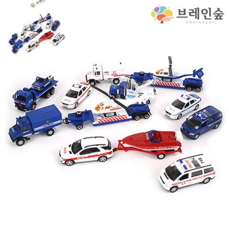 브레인숲 교육용교통학습세트C 병원 경찰17종 유치원장난감 남아자동차장난감 어린이경찰차 구조대자동차