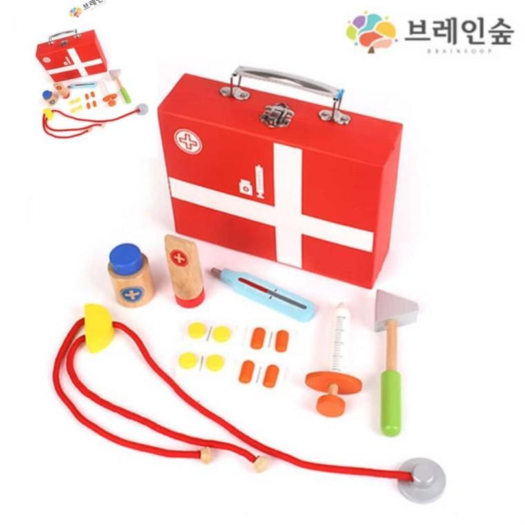 브레인숲 원목 병원놀이 가방세트 병원놀이장난감 의사놀이장난감 병원놀이세트 역할놀이교구