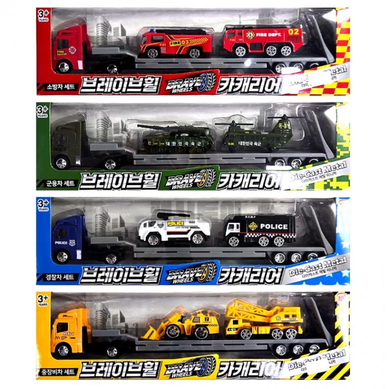 브레이브휠 카캐리어 1개 군용차 소방차 중장비 경찰차 자동차 트럭 장난감 미니카 피규어 키덜트 수집