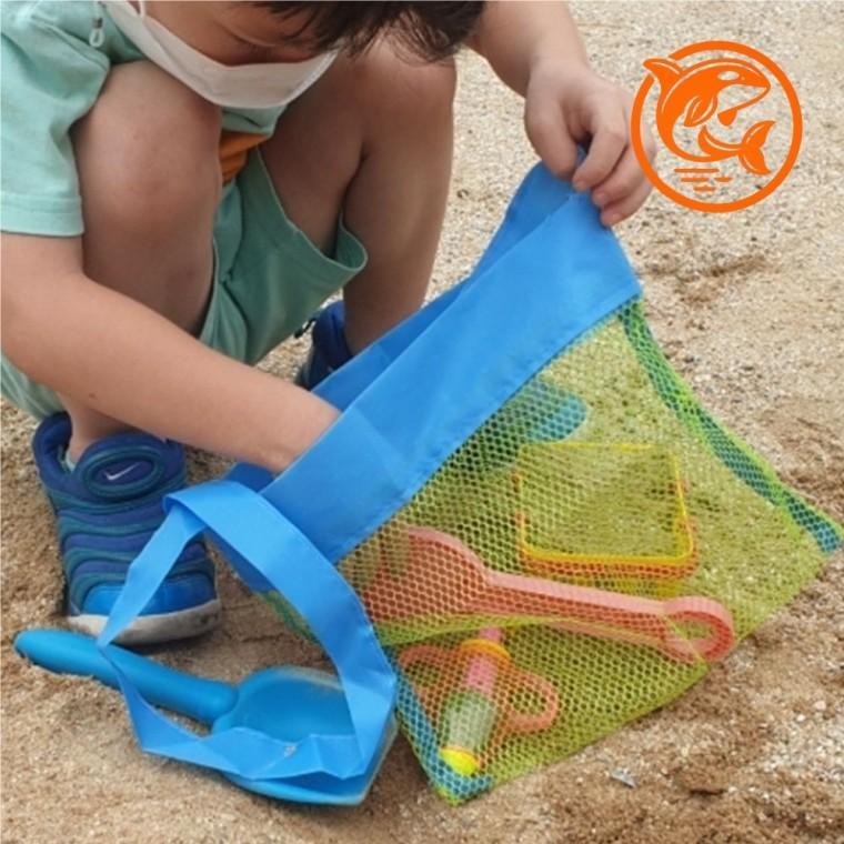 야외 활동 필수 아동 해변 장난감 수납 가방 그물망 랜덤 색상