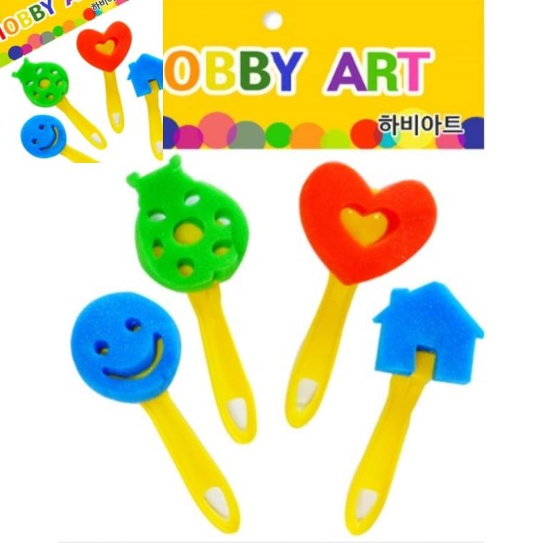 도장놀이 스펀지펜 흡수형퍼프 유아미술 놀이용품 미술스펀지 모양도장찍기 유아미술도구 유아미술재료