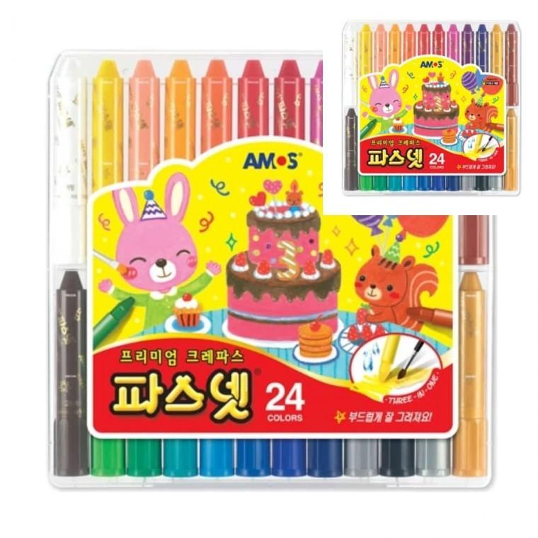 파스넷 24색 박스 24개입 어린이크레파스 어린이미술재료 초등미술재료 어린이미술용품