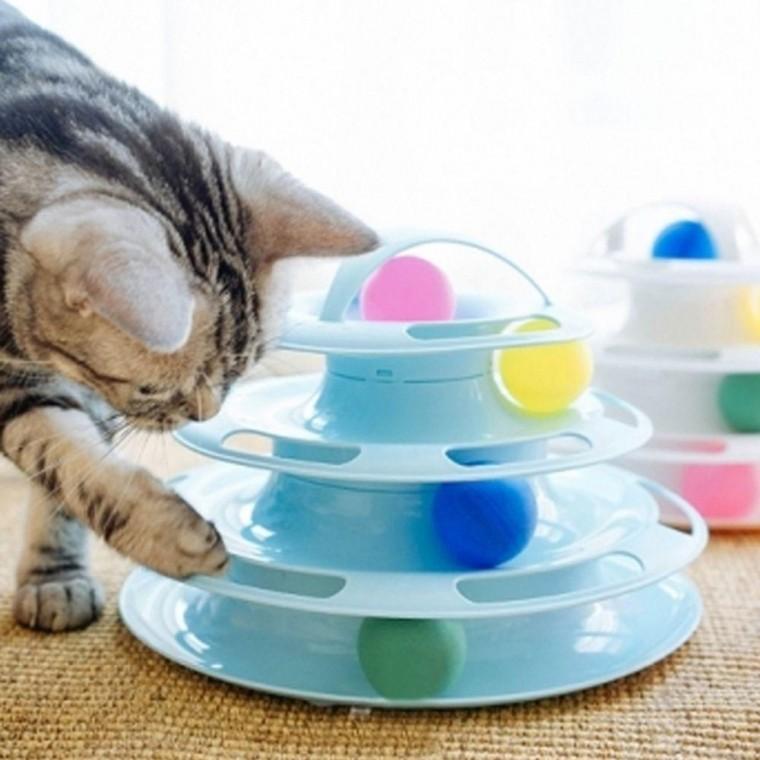 디스크볼 고양이 4단 화이트 논슬립 움직이는 장난감