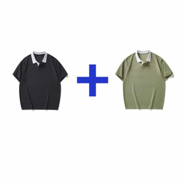 1+1 봄 여름 피케 카라티 남성 캐주얼반팔티 남성여름티셔츠 남성여름반팔티 기본반팔티셔츠 여름카라티셔