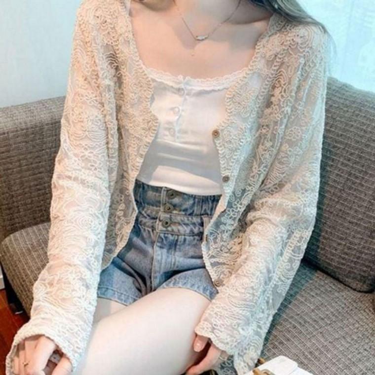 플라워 여성 여름 가디건 여자 여름 가디건 자수 플라워 여성 여름