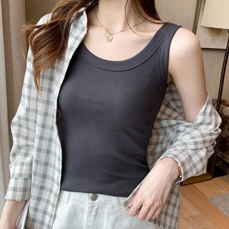 여름바캉스룩코디 여름여행스타일 여성여름나시 여자 레이어드 이너 나시
