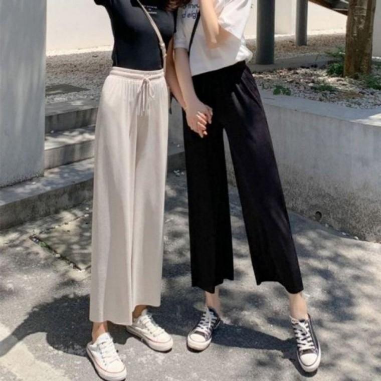 밴딩 여자와이드팬츠 와이드 여름 여름바지 팬츠 찰랑 여성 여자와이드팬츠 여름바지 밴딩와이드팬츠 통바