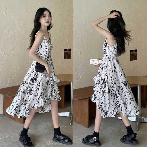 바캉스 뷔스티에 드레스 패턴 민소매 원피스