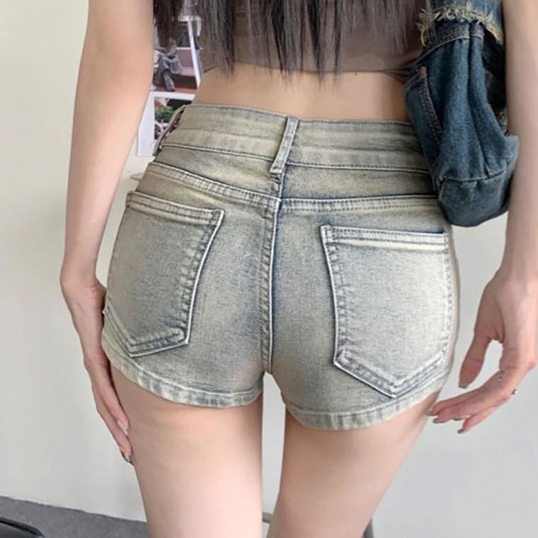 슬림 핫팬츠 빈티지 워싱 여자 청 반바지