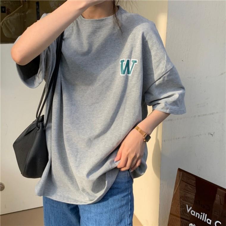 여성 데일리 알파벳 오버핏 반팔 티셔츠