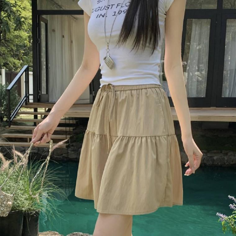 밴딩 캐주얼 여자 여리 와이드 스커트팬츠