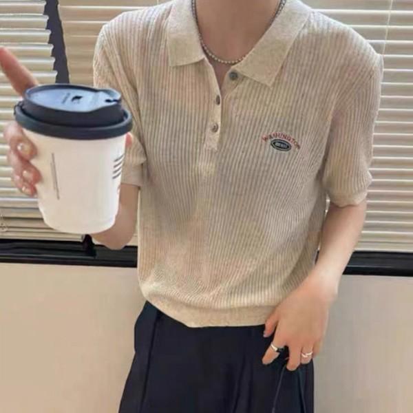 페미닌 여자 시스루 카라 니트 티셔츠