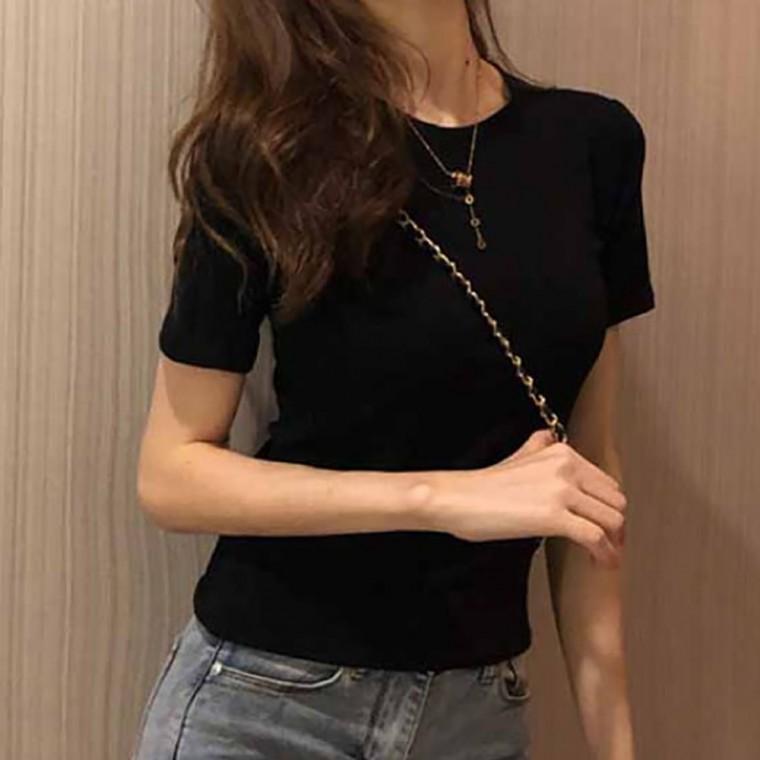 라운드넥 무지 반팔 여자 기본 티셔츠