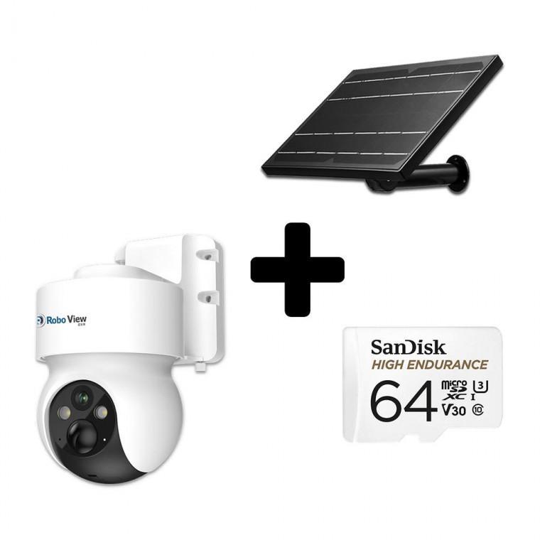 글로벌아이넷 로보뷰S4+64GB+8W 충전식태양광패널 4G LTE CCTV 무선배터리 300만화소 IP카메라 홈캠 이동식