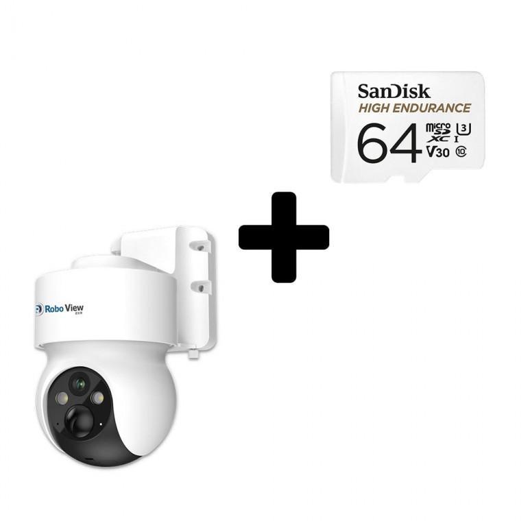 글로벌아이넷 로보뷰S4+64GB 4G LTE CCTV 무선 배터리 충전식 IP카메라 홈캠 이동식 태양광패널