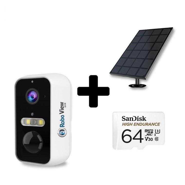 글로벌아이넷 로보뷰S5+64GB+3W 태양광패널 홈 CCTV 500만화소 QHD 홈캠 무선 배터리 충전식 IP카메라