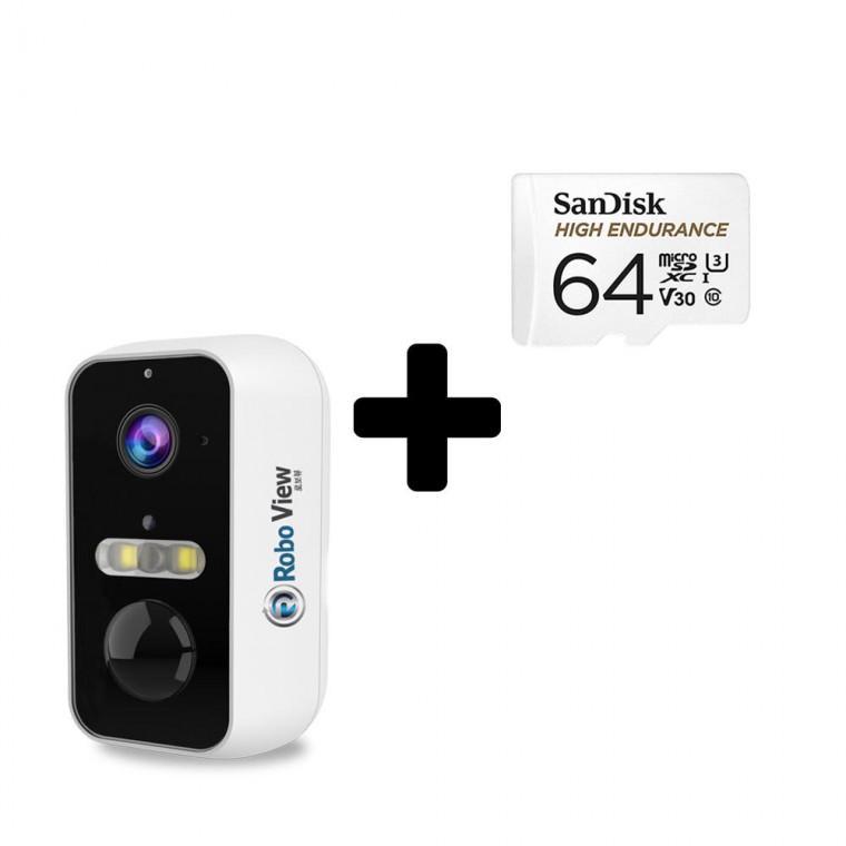 글로벌아이넷 로보뷰S5+64GB 홈 CCTV 500만화소 실내외용 QHD 홈캠 무선 배터리 충전식 IP카메라