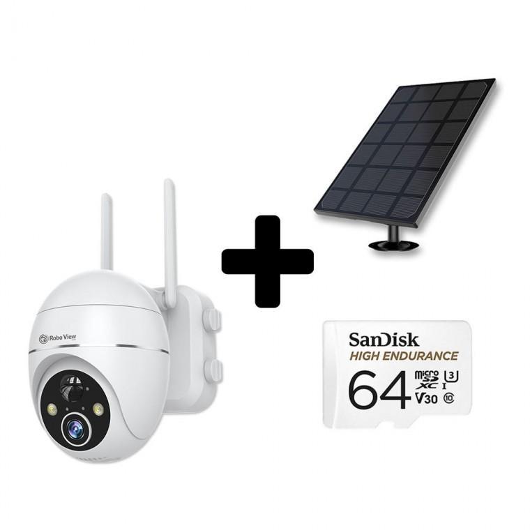 글로벌아이넷 로보뷰S3+64GB+3W 태양광패널 홈 CCTV 무선 배터리 300만화소 충전식 실내외 홈캠 IP카메라