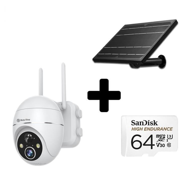 글로벌아이넷 로보뷰S3+64GB+8W 충전식 태양광패널 홈 CCTV 무선 배터리 300만화소 실내외 홈캠 IP카메라
