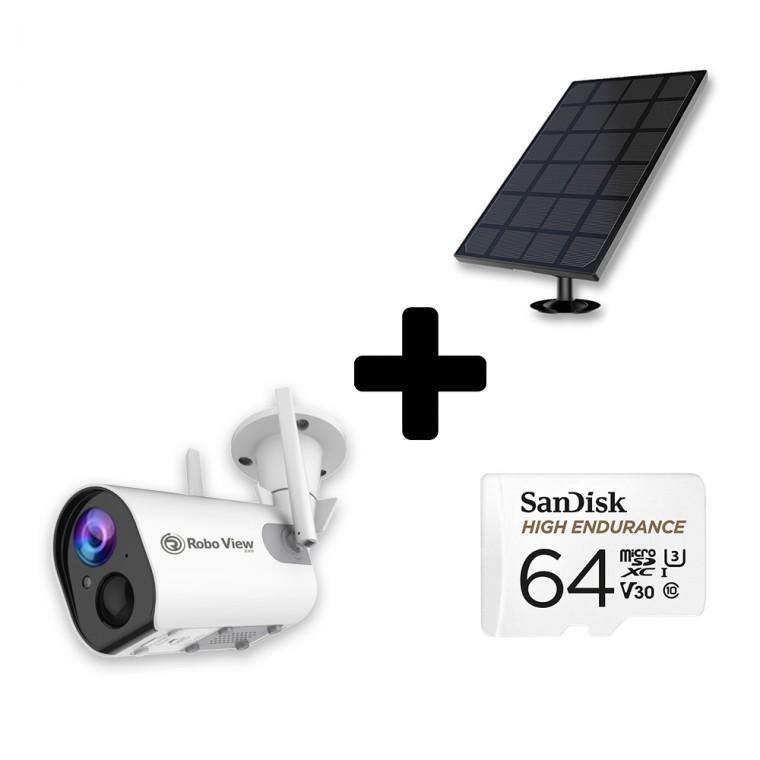 글로벌아이넷 로보뷰S2+64GB+3W 태양광패널 홈 CCTV 무선 배터리 홈캠 충전식 실내외용 IP카메라