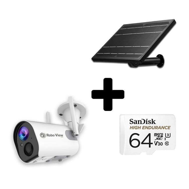 글로벌아이넷 로보뷰S2+64GB+8W 충전식 태양광패널 홈 CCTV 무선 배터리 홈캠 실내외용 IP카메라